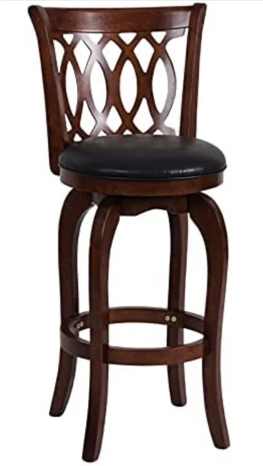 Homelegance Shapel Swivel Pub Height Barstool, 30"SH, Cherry (Scroll Back) - Image 4 of 4