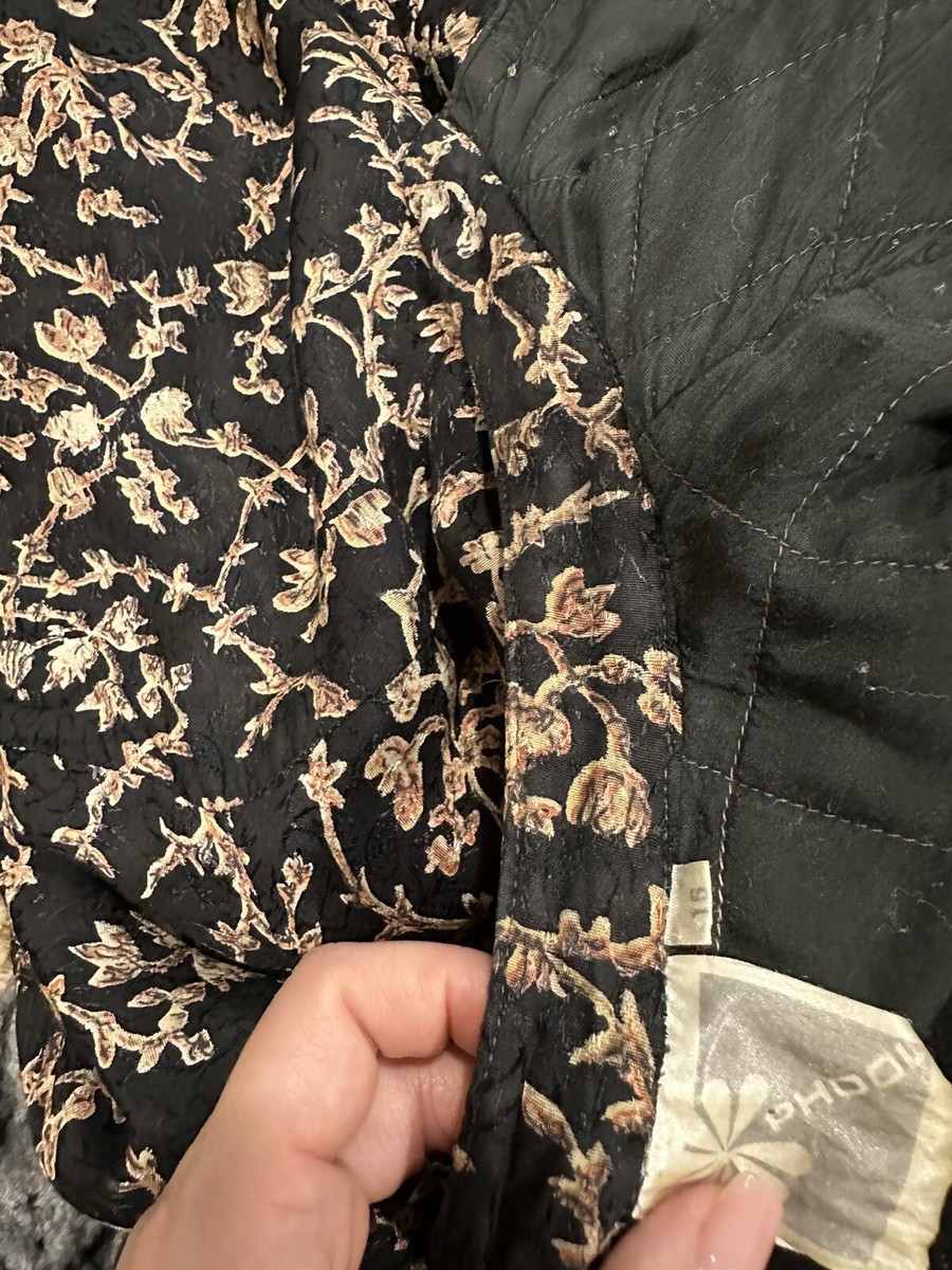 PHOOL Indian Vtg Women's Buttons Jacket Quilted Floral Japanese