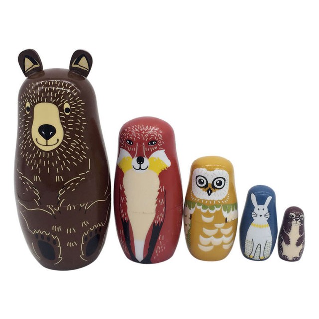 Russian Semenov Nesting dolls Matryoshka set 5 pcs Hand painted in Russia Gift