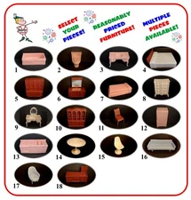 Vintage MARX 1/2" scale soft plastic French Provincial style Dollhouse Furniture