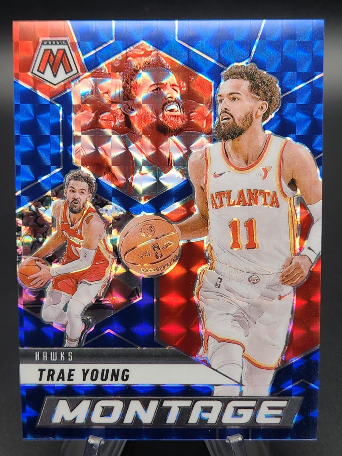 Trae Young 2024-25 Panini Mosaic Montage Blue 56/199