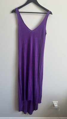 Calypso St Barth Maxi Dress Cover Up Linen Purple High Low Coastal  Sz XS