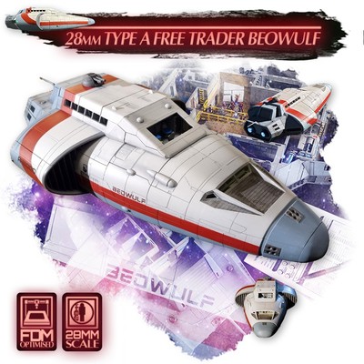 Free Trader Beowulf Spaceship | 2nd Dynasty | Traveller Miniature | 28mm