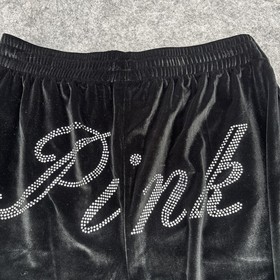 PINK Victoria Secret Pants Women's Medium Lounge Velour Rhinestone Logo Spellout