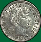 1892 Barber Dime Choice Almost Uncirculated AU+ Coin #45281