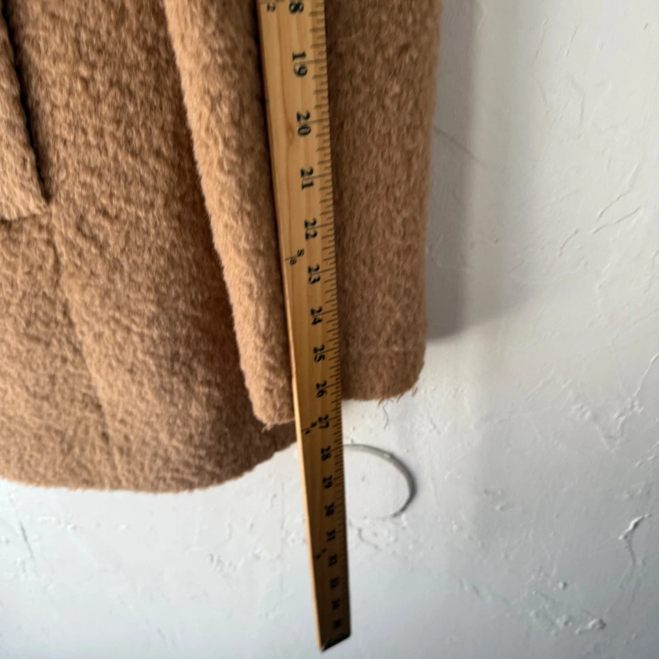 Abrigo Andrew Marc Camel Mezcla Alpaca Asimétrico Cremallera Para Mujer Talla 6 Oso de Peluche Foto 4 de 4