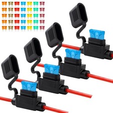 4 Pack 12AWG Inline Fuse Holder, Waterproof Fuse Holder W/ 35 PCS Standard Fuses