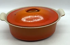 Vintage Le Creuset #22 OVAL Dutch Oven Cast Iron Enamel Orange