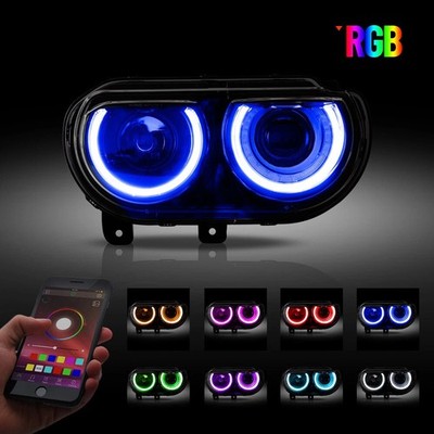 Paar RGB LED Scheinwerfer Für 2008-2014 Dodge Challenger VLAND Frontleuchten