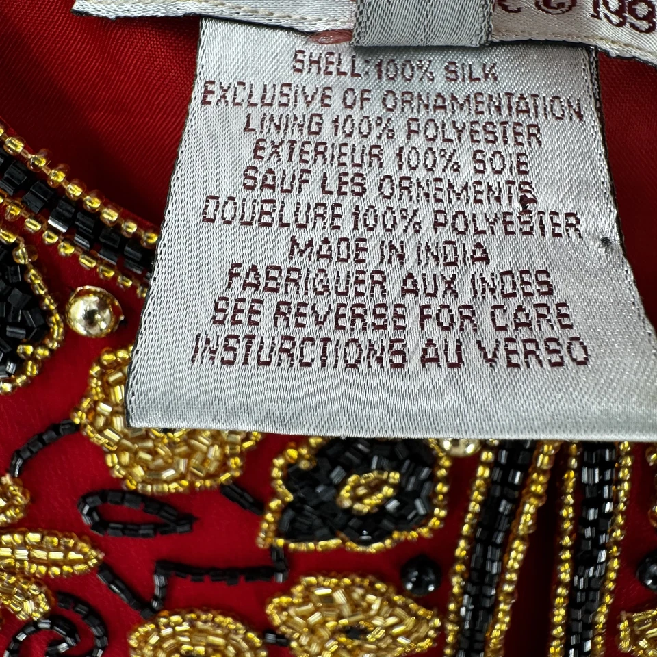 Vintage Adrianna Papell Jacket Womens Petite Small Beaded Silk Evening Glam 90s - Image 4 of 4