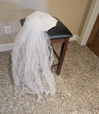 Cathedral Ivory Wedding Veil Net Lace with Fl...