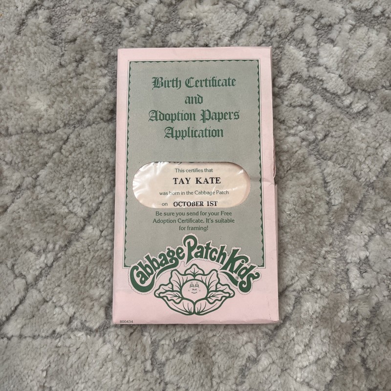 1985 Vintage Cabbage Patch Kids Birth Certificate & Adoption Papers Application