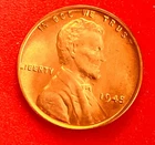 1945-P Lincoln Wheat Cent Penny GEM RED BU From an Original Bank Roll