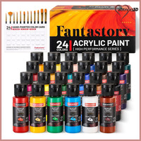 Fantastory Acrylfarben Set 24 X 60 Ml, Acrylfarbe, 12 Pinsel Farbkarte