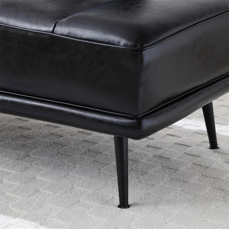 Modern End of Bed Bench PU Leather Upholstered Entryway Ottoman with Side Table - Image 4 of 4