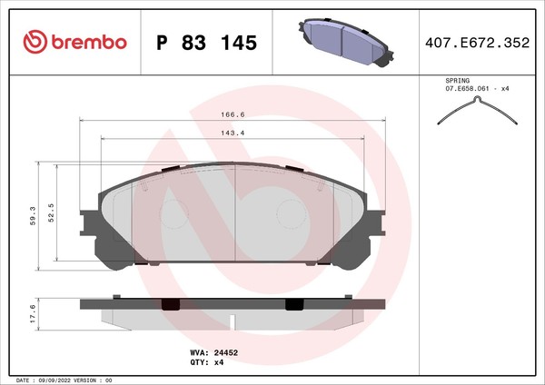 Brembo Bremsbelagsatz Scheibenbremse Prime P 83 145 FüR Lexus Toyota RX NX ES 5-image