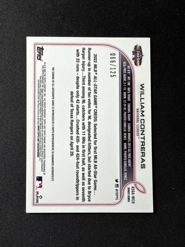 Juego de Estrellas 2022 Topps Chrome 2022 Auto X Fractor William Contreras/125 - Imagen 2 de 2