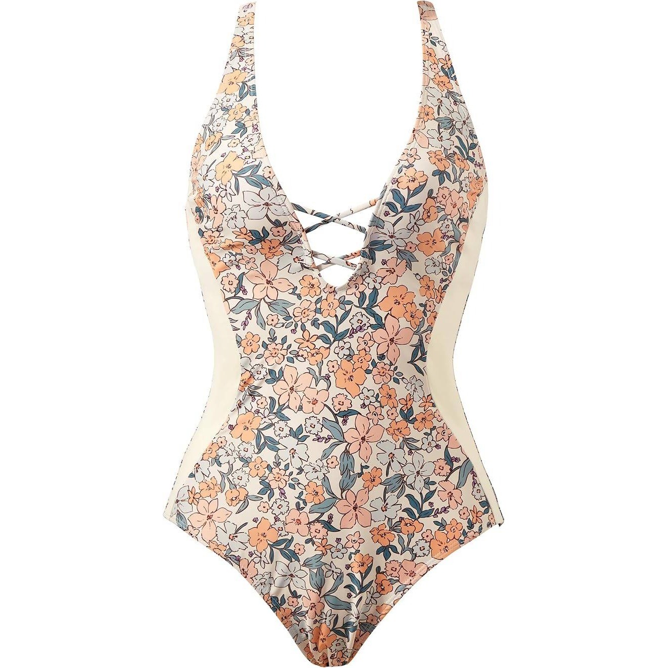 MSRP $41 SUUKSESS Women's M One Piece Tummy Control Swimsuit Crisscross Back