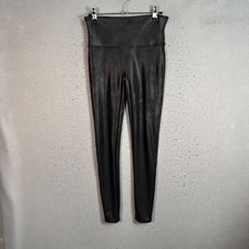 Spanx Womens Medium Faux Leather High-Waisted Leggings Medium Black