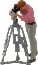 Preiser Camera Man with Movie Camera - Model Railroad Figure - HO Scale - #28086