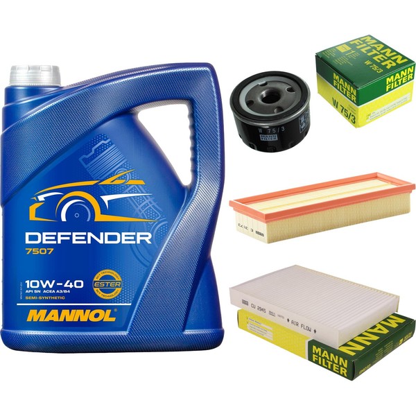 Inspektionspaket 5L Mannol Defender 10W-40 FüR Renault Kangoo 1.4 Clio II 1.6-image