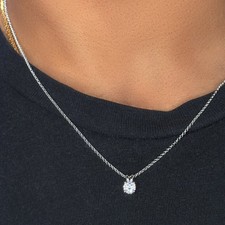 18K Gold 0.5Ct Solitaire Moissanite Necklace VVS1 D GRA Certified Pendant - 20”