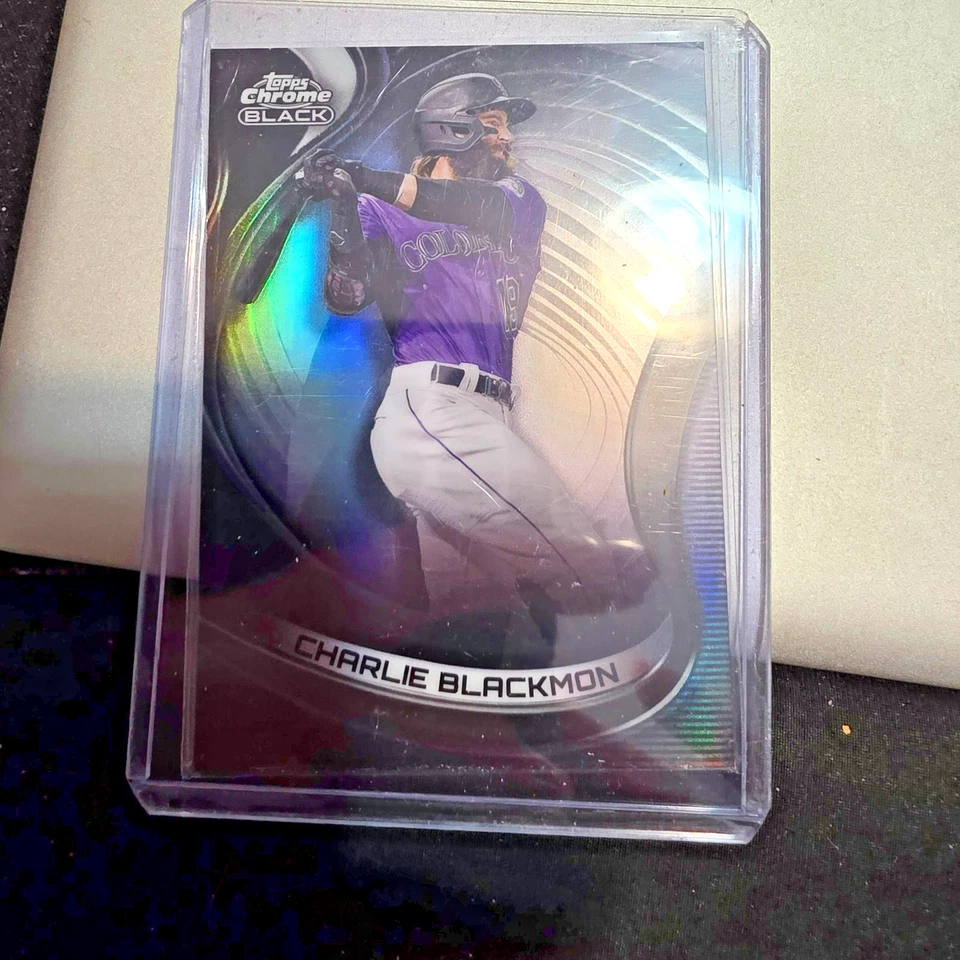 2022 TOPPS CHROME BLACK REFRACTOR #26 CHARLIE BLACKMON 193/199- COLORADO ROCKIES - Image 3 of 4
