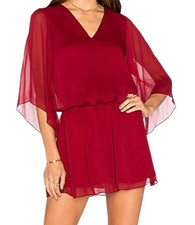 NWT Alice + Olivia LYLA Dress Size Small Bordeaux Red Wide Sleeve Blouson