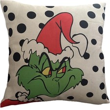 The Grinch Throw Pillow Cover Case Dr Seuss Christmas 18x18