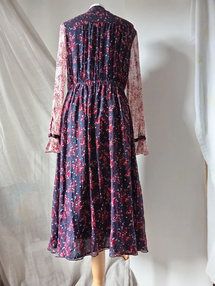 BODEN ICONS Winfred Floral Silk Ruffle Midi Dress Uk10 /US6/F38 - Image 4 of 4