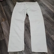 Levis 501 Straight Fit Jeans Mens 38x32 White Denim Button Fly (Stains)