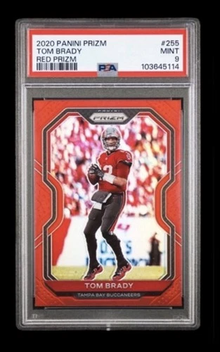 2020 panini prizm #255 tom brady; red retail SSP refractor PSA 9  **COLOR MATCH
