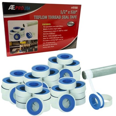 (200 PC) 1/2'' X 520'' Teflon Thread Seal Tape - White