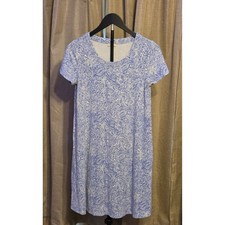 Talbots Petite Paisley Print Short Sleeve Dress Women's Size SP Blue White