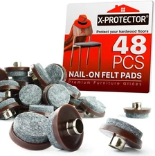 Nail On Felt Pads X-Protector - 48 Furniture – 1" Chair Felts Grey 
