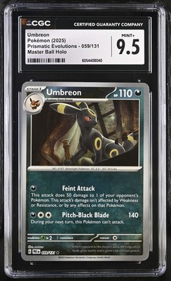 POKEMON 2025 UMBREON MASTER BALL 059/131 PRISMATIC EVOLUTIONS CGC 9.5 MINT+