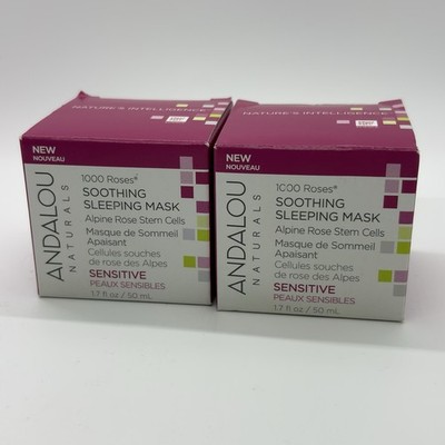 2 Andalou Naturals 1000 Roses Sensitive Soothing Sleeping Mask Sensitive New