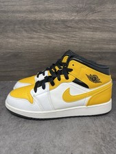 Air Jordan 1 Mid GS University Gold Sneakers Kids Size 6 Black Yellow 554725-170