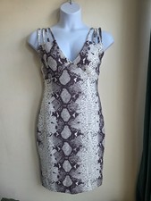 Edge Dress Size 14 Snake Print Gray Cream Summer Dress Holiday Party Casual