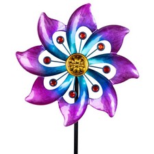 Wind Spinner Metal Pinwheels Kinetic Outdoor Yard Garden Lawn Art Decor (Purple)