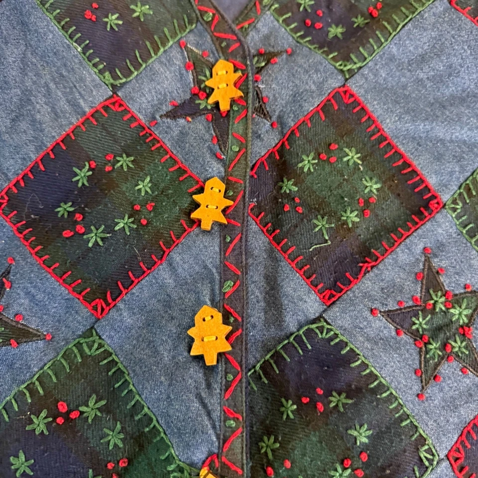 Vintage Eagle's Eye Collectibles Gingerbread Star Quilted Holiday Vest Women's S - Image 3 of 4