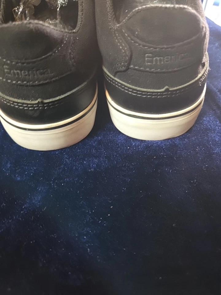 Emerica The Reynolds Low Vulc Talla Juvenil 5 Mujeres 6.5 Negro Gamuza Blanco Plata  Foto 4 de 4