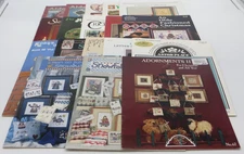 Lot of 18 Cross Stitch Patterns Christmas Theme X-Mas Santa Ornaments Snowman