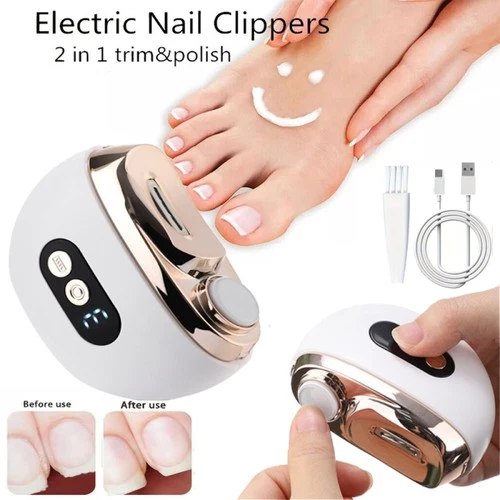 Automatic Electric Toe Nail Clippers Trimmer LED Light with 3 Adjustable Speeds