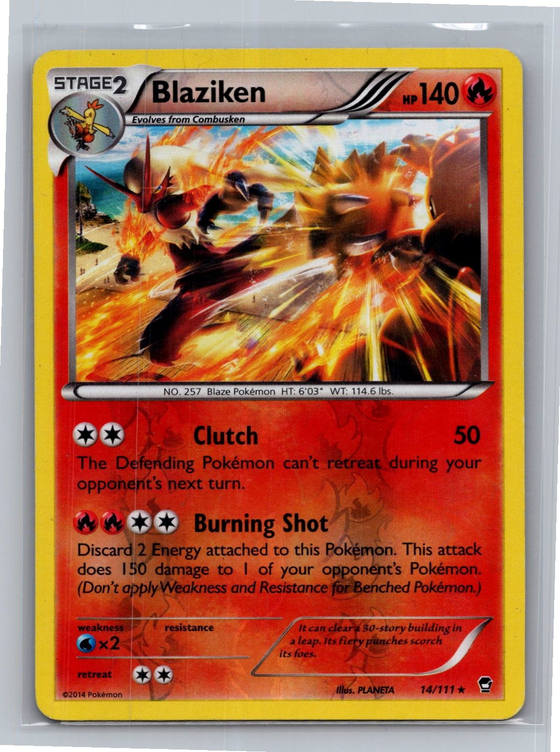 Blaziken 14/111 Holo Rare Furious Fists Pokemon Reverse Holo Moderately Played