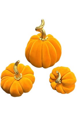 Valerie 3-Piece locked Pumpkins with Gold Stems Orange
