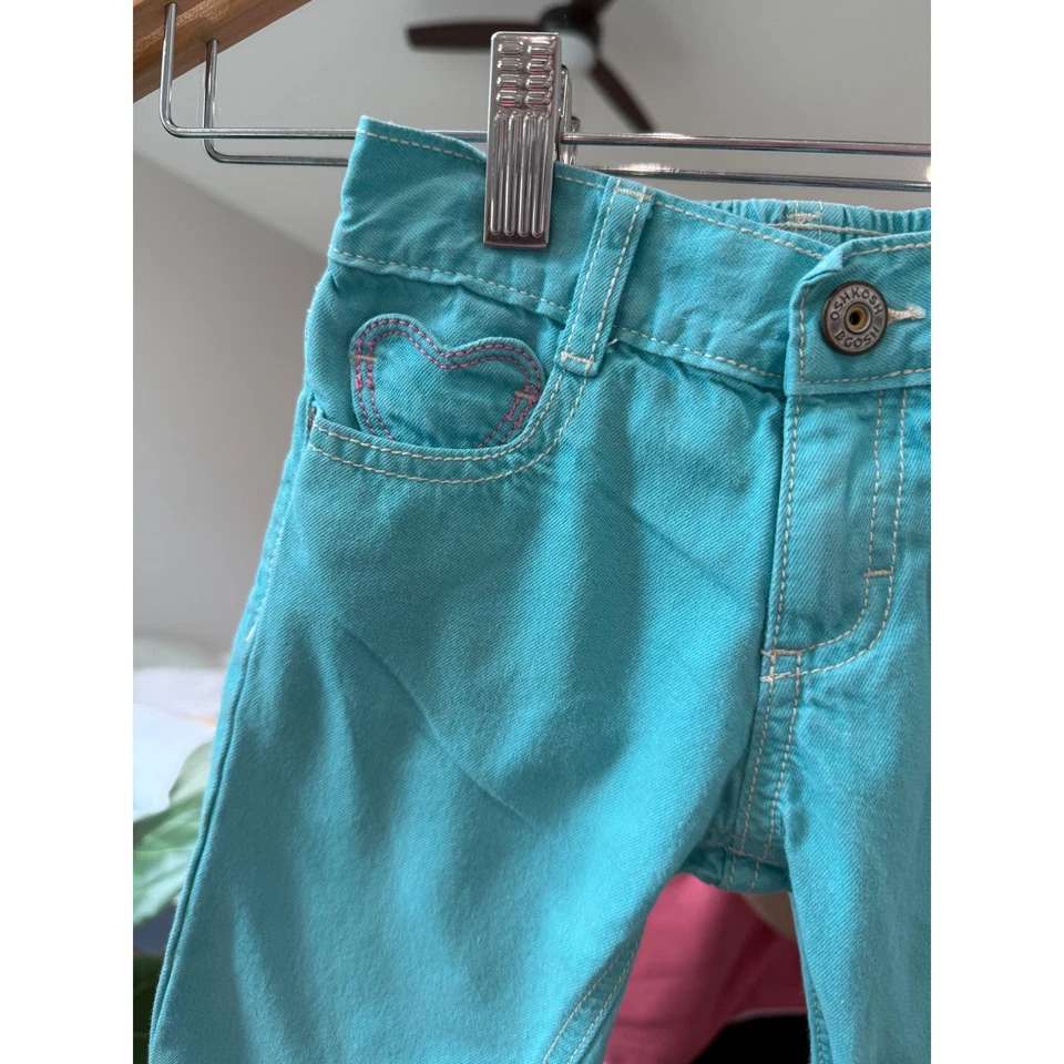 Pantalones de Colección OshKosh B'gosh Niñas Niño Pequeño Talla 3T Azul Turquesa Bolsillos Corazón Foto 2 de 4
