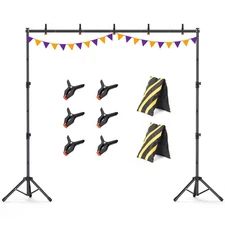 Backdrop Stand 10x7.5ft, Height Adjustable and Width Adjustable Backdrop Stan...