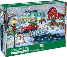 Christmas Jigsaw Puzzle 500 Pieces Snowy Winter Farm Puzzle for Adults