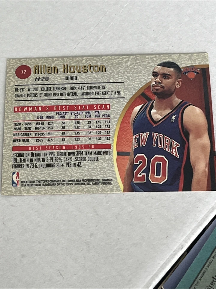 1997-98 Bowman's Best - Allan Houston #72 Atomic Refractor - Image 2 of 2